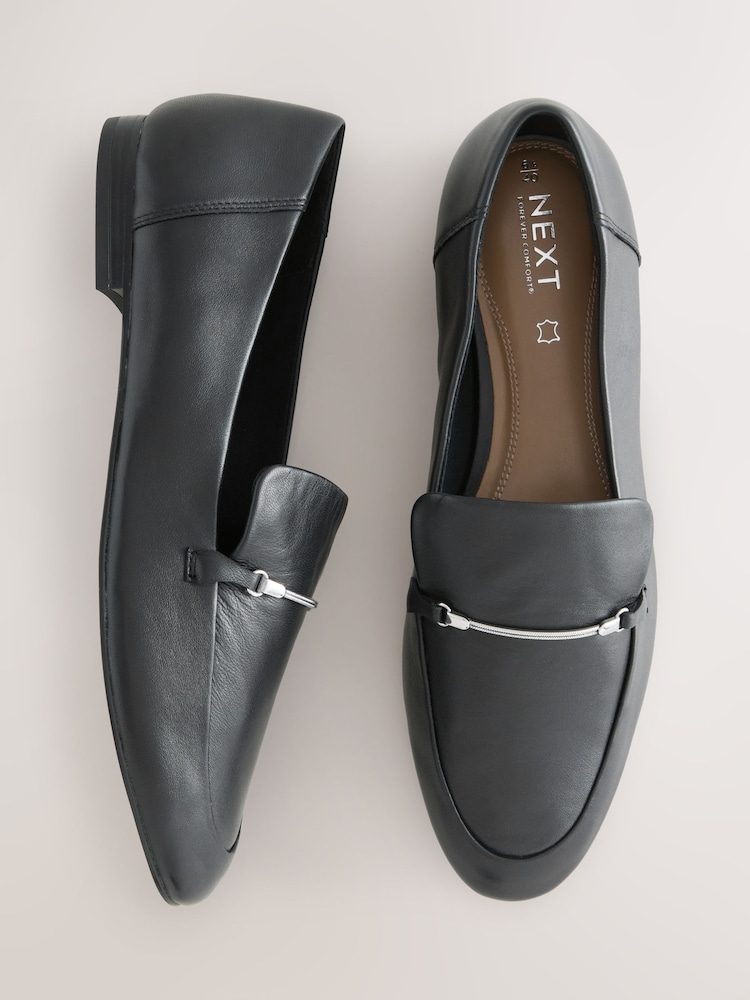 Black Forever Comfort® Leather Round Toe Loafers - Image 1 of 10