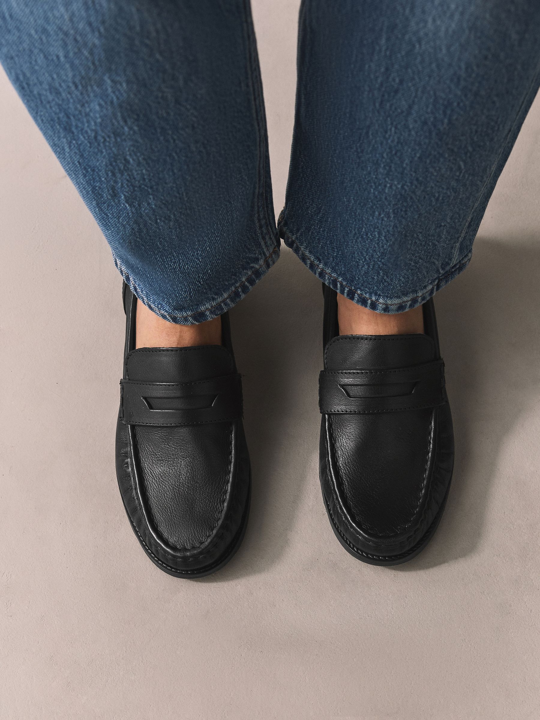 Buy Black Forever Comfort® Leather Ruched Saddle Loafers from Next USA