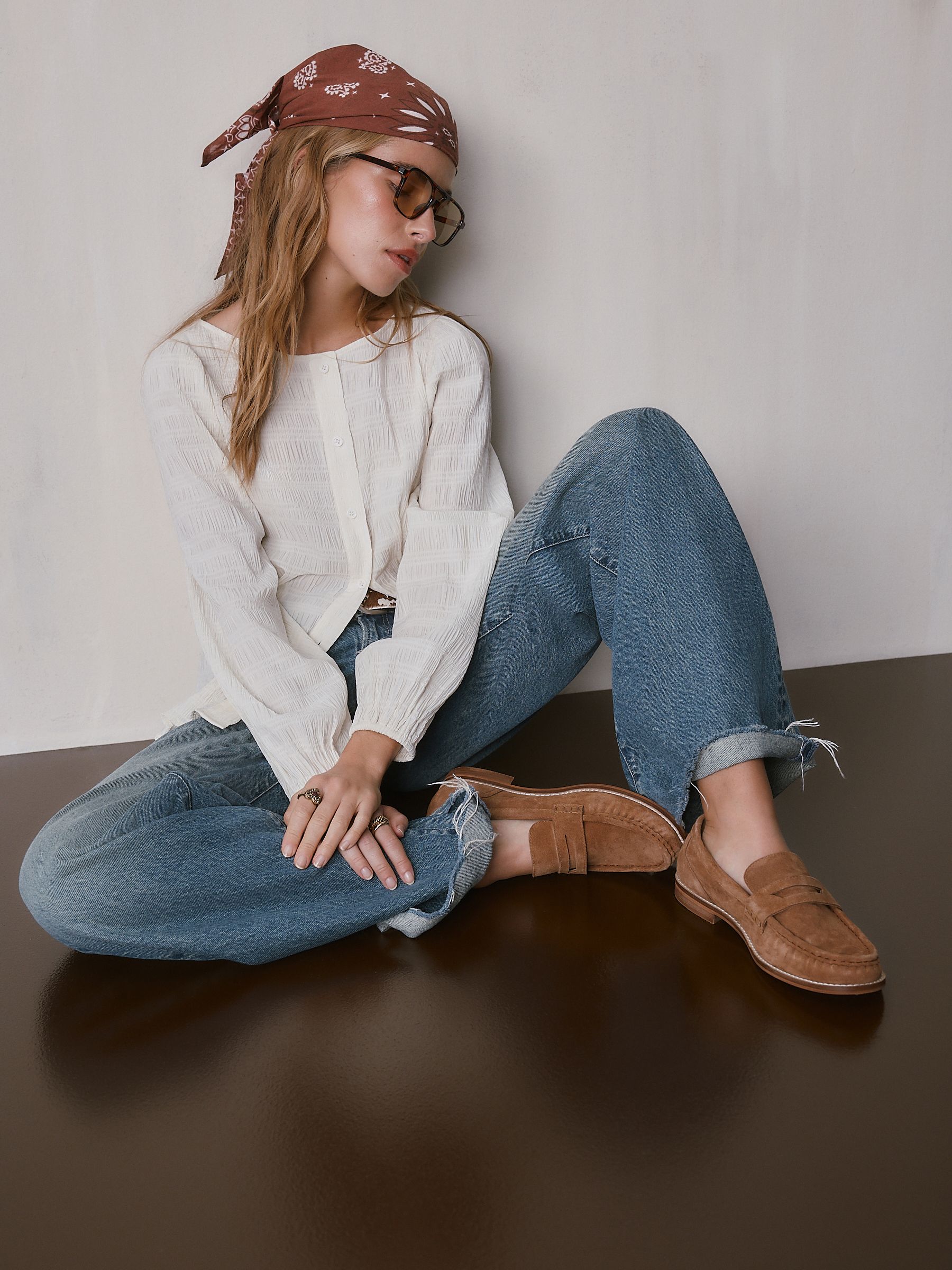 Buy Tan Brown Forever Comfort® Leather Ruched Saddle Loafers from
