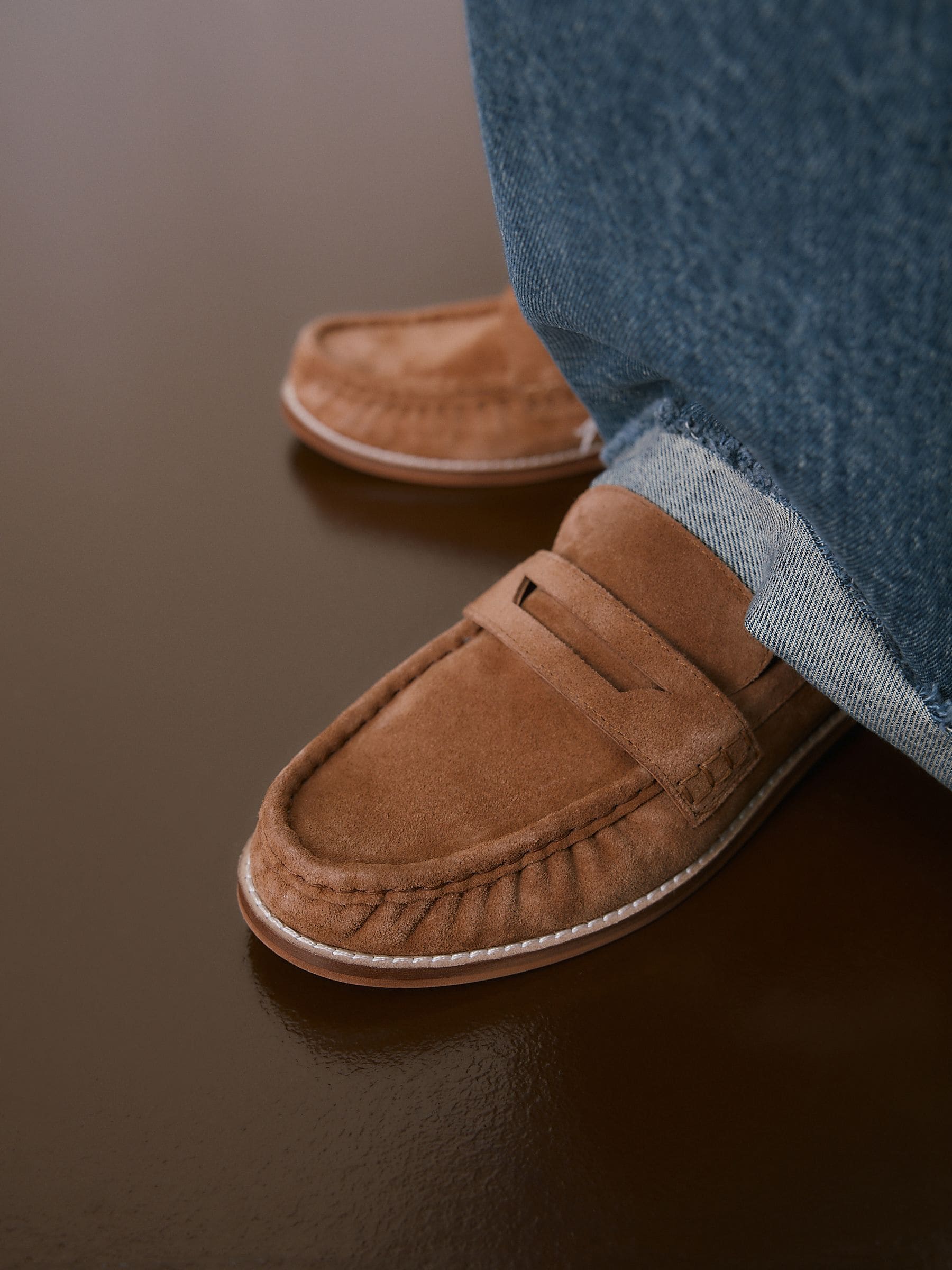 Buy Tan Brown Forever Comfort® Leather Ruched Saddle Loafers from