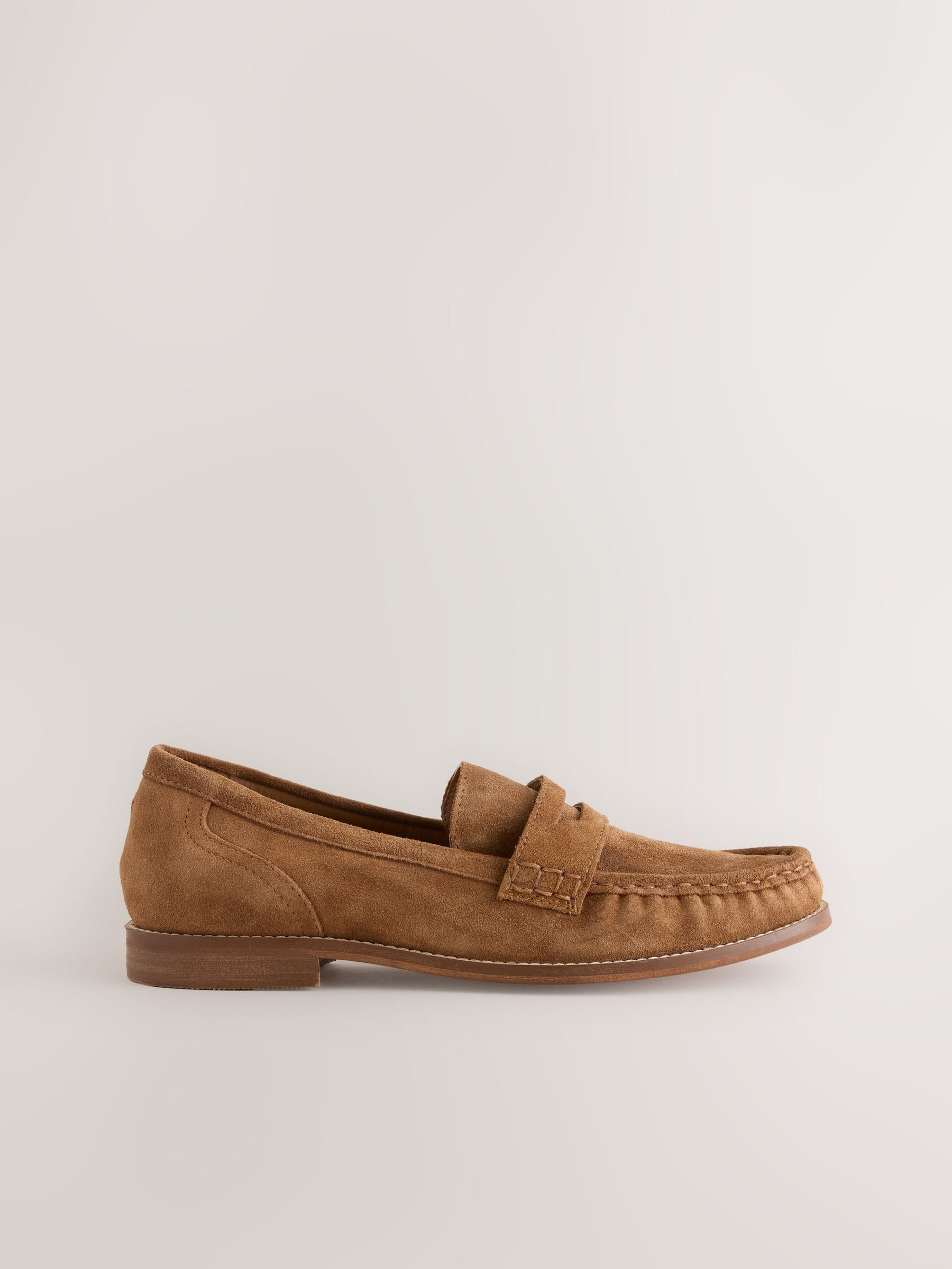 Buy Tan Brown Forever Comfort® Leather Ruched Saddle Loafers from