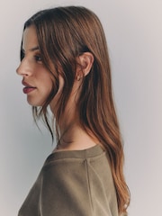 The Set Waffle V-Neck Sweat Top And Wide Leg Jogger Set Taupe Brown - Image 5 of 6