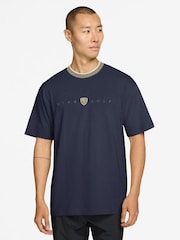 Nike Navy Tipped Retro Golf T-Shirt - Image 1 of 3