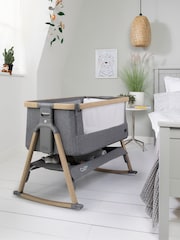 Tutti Bambini Oak and Charcoal CoZee Air Bedside Crib - Image 1 of 4
