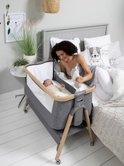 Tutti Bambini Oak and Charcoal CoZee Air Bedside Crib - Image 2 of 4