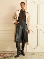 Love & Roses Chocolate Brown 3/4 Flute Sleeve Blouse - Image 3 of 4