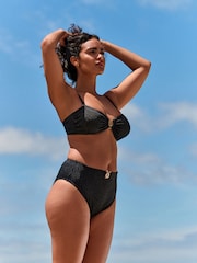 B by Ted Baker Hardware Bikini mit hoher Taille, Schwarz, mit Bauchkontrolle - Bild 1 von 8