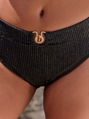 B by Ted Baker Hardware Bikini mit hoher Taille, Schwarz, mit Bauchkontrolle - Bild 3 von 8