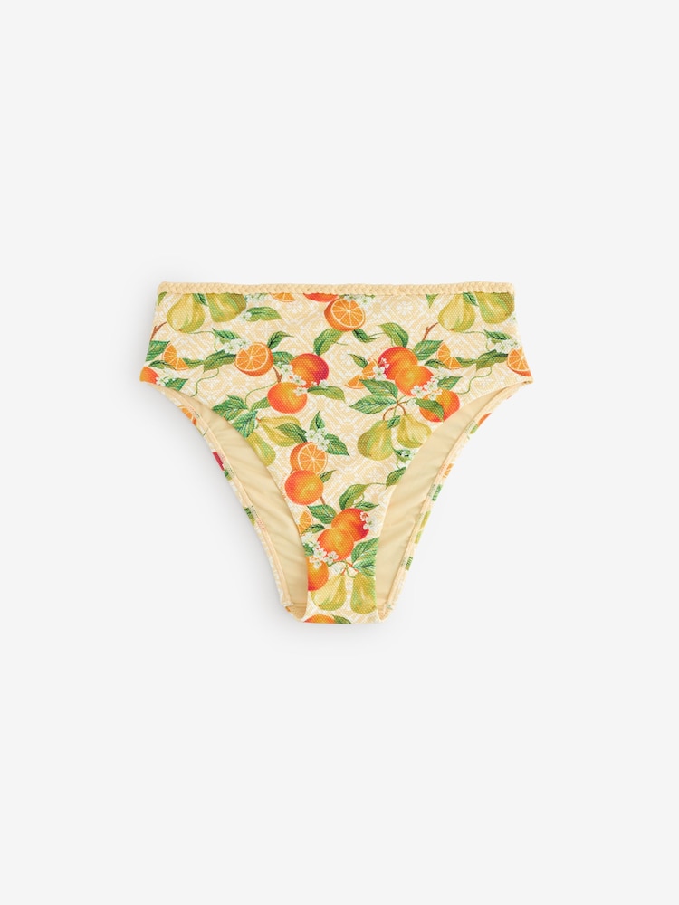 B by Ted Baker Γυναικεία σλιπ μπικίνι με πλεκτό τελείωμα και Ψηλή μέση, Κίτρινο, με φρουτώδη υφή και έλεγχο της κοιλιάς - Εικόνα 5 του 5