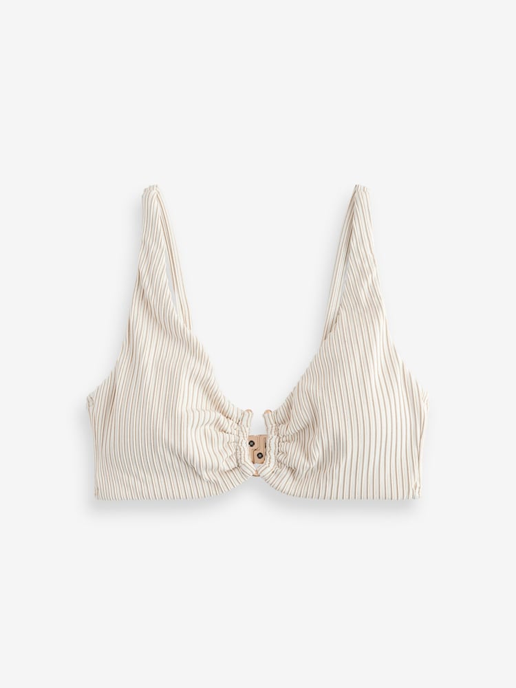 B by Ted Baker hardware Plunge Cream Bikini Top - Image 1 of 4