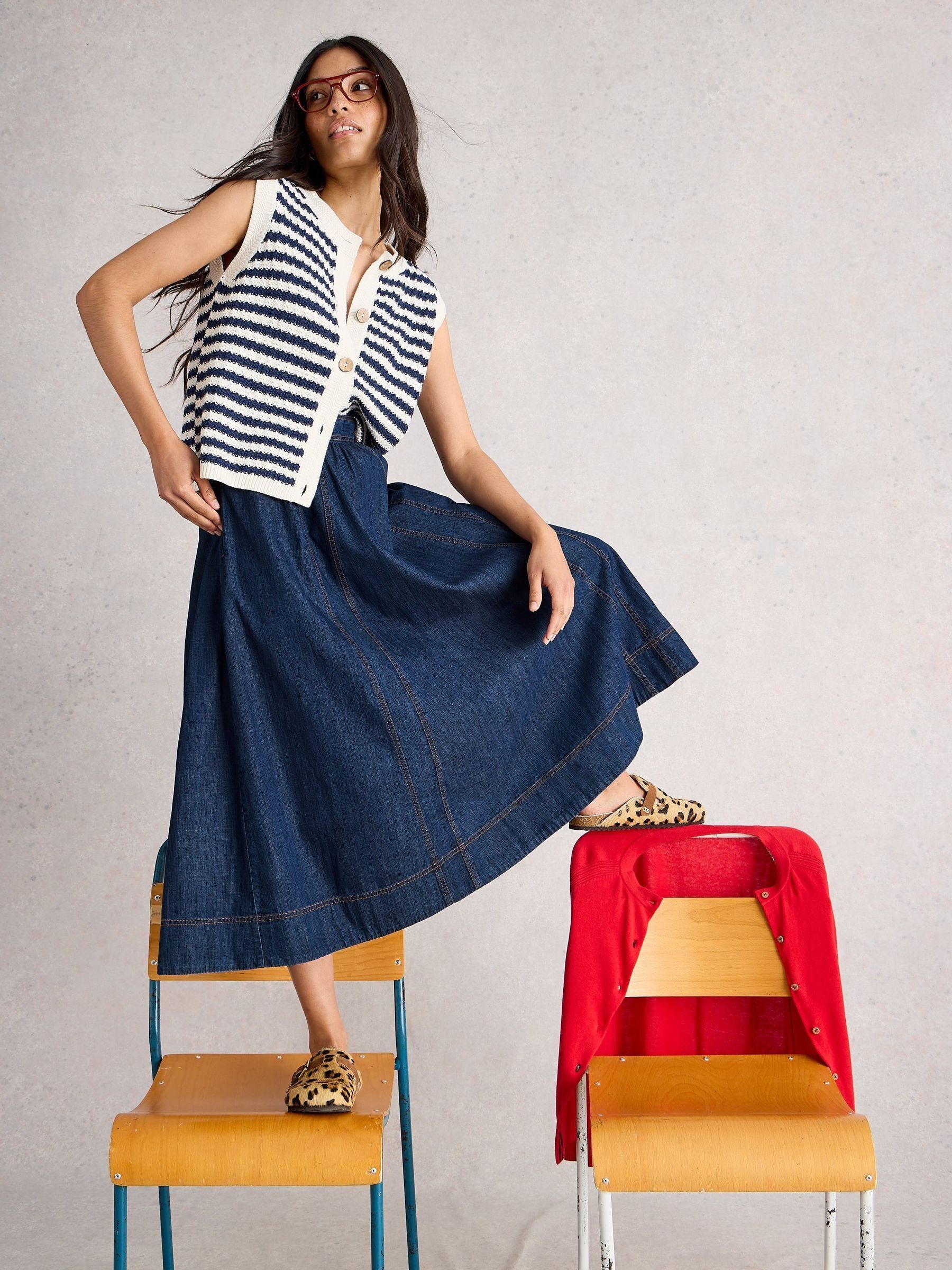Buy White Stuff Blue Leo Denim Midi Skirt from Next USA