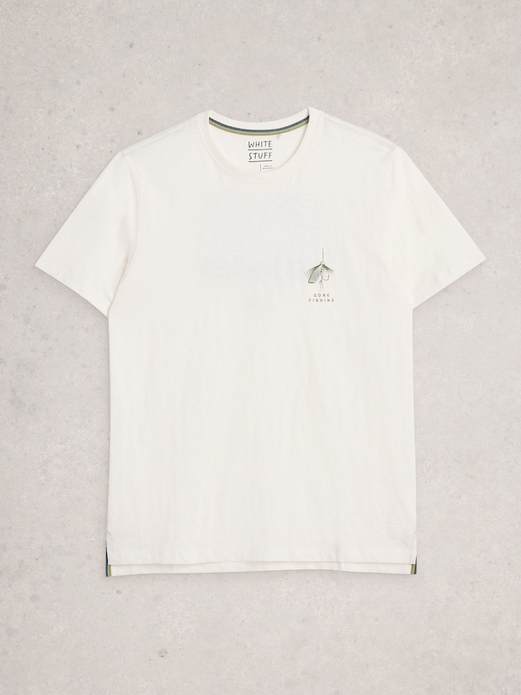 White Stuff Abersoch Graphic Print Gone Fishing T-Shirt - صورة 1 من 2