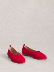 White Stuff Red Cheri Leather Ballerina Pumps - Image 2 of 4