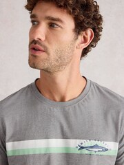 White Stuff Abersoch Graphic Print Fish Stripe T-Shirt - صورة 4 من 6