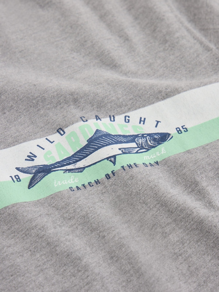 White Stuff Grey Abersoch Graphic Print Fish Stripe T-Shirt - Image 6 of 6 White Stuff Grey Abersoch Graphic Print Fish Stripe T-Shirt - Image 6 of 6