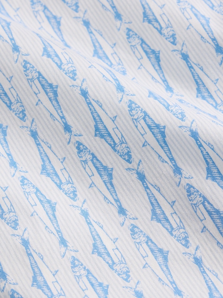 White Stuff Blue Salcombe Fish Stripe Shirt - Image 6 of 6