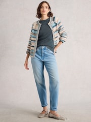 White Stuff Blue Sadie Long Sleeve Rib T-Shirt - Image 2 of 6