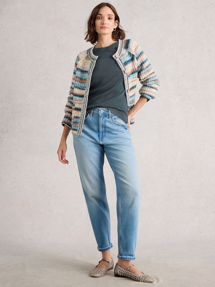 White Stuff Blue Sadie Long Sleeve Rib T-Shirt - Image 2 of 6