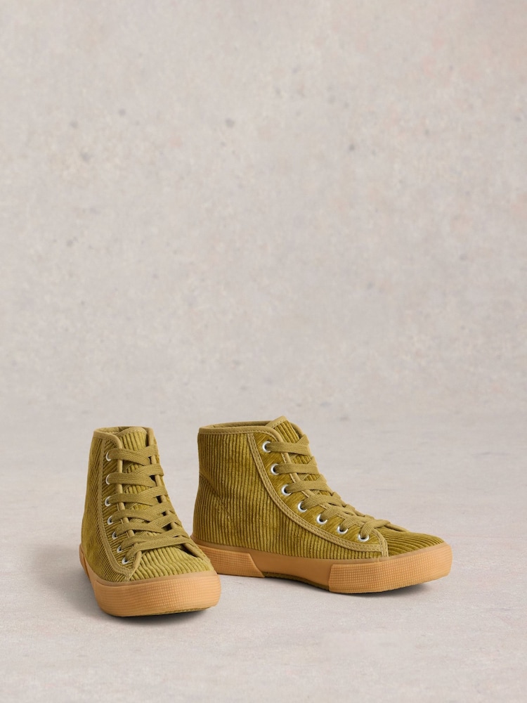 White Stuff Green Pippa Cord Hi-Top Trainers - Image 2 of 4 White Stuff Green Pippa Cord Hi-Top Trainers - Image 2 of 4