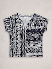White Stuff Light Blue Nelly Notch Neck T-Shirt - Image 5 of 6
