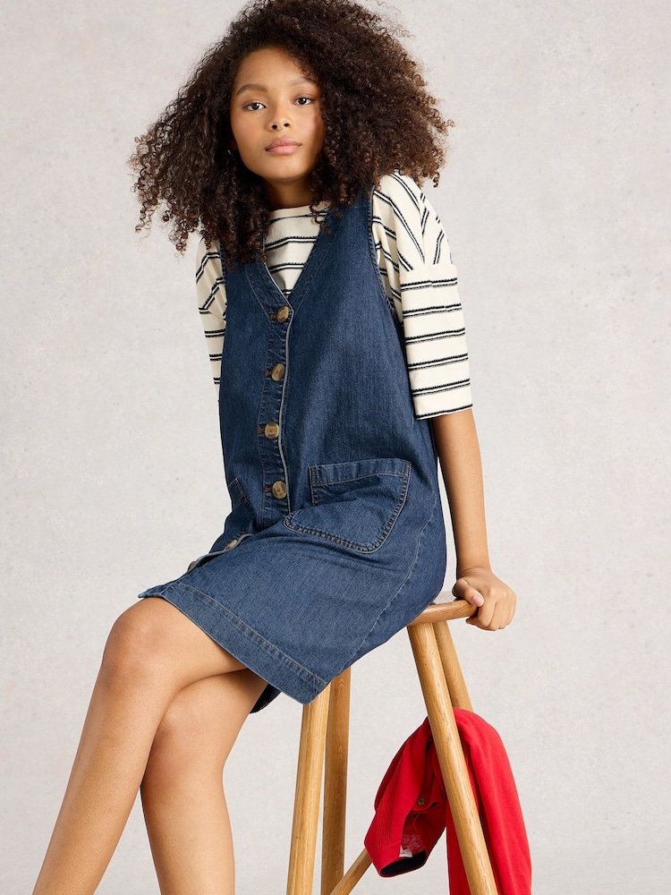 White Stuff Blue Rose Denim Pinny Dress - Image 1 of 6
