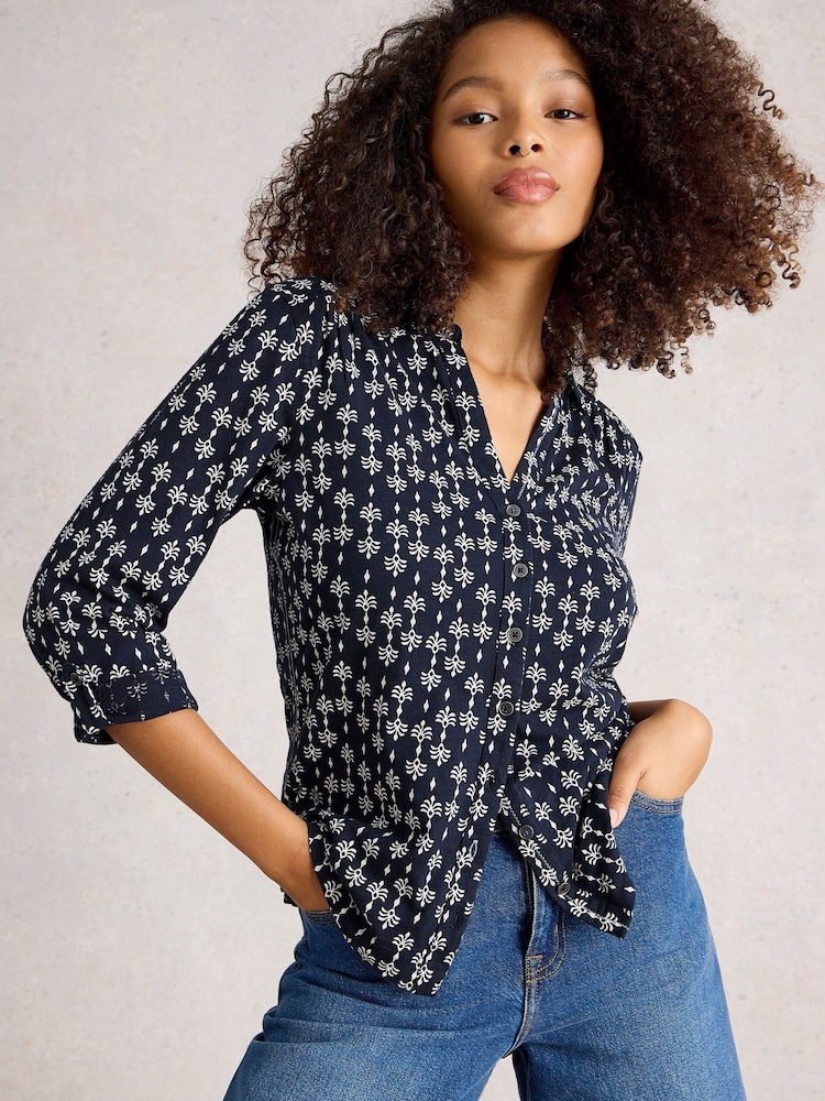 White Stuff Light Blue Annie Jersey Shirt - Image 1 of 6 White Stuff Light Blue Annie Jersey Shirt - Image 1 of 6