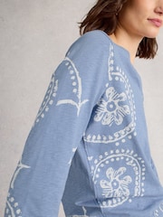 White Stuff Blue Nelly 3/4 Sleeve T-Shirt - Image 4 of 6