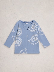 White Stuff Blue Nelly 3/4 Sleeve T-Shirt - Image 5 of 6