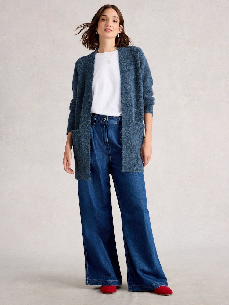White Stuff Blue Erin Long Line Cardigan - Image 1 of 6