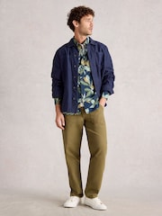White Stuff Blue Finsbury Leaf Print Shirt - Image 1 of 6