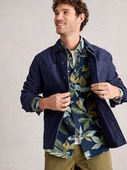 White Stuff Blue Finsbury Leaf Print Shirt - Image 2 of 6