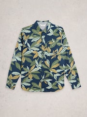White Stuff Blue Finsbury Leaf Print Shirt - Image 5 of 6