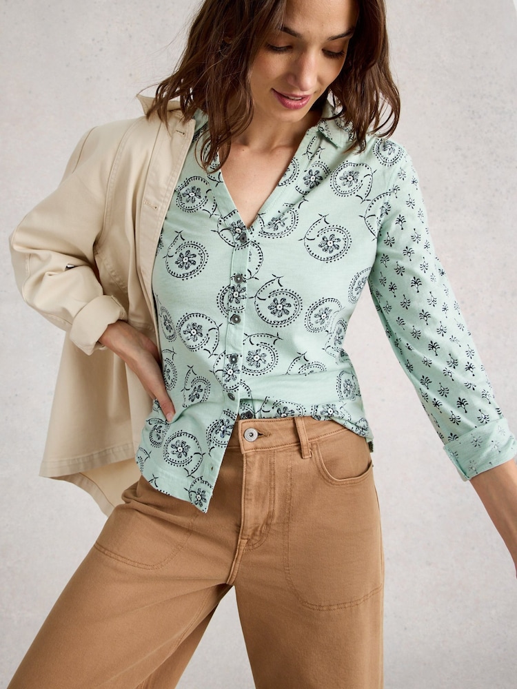 White Stuff Green Annie Jersey Shirt - Image 2 of 6 White Stuff Green Annie Jersey Shirt - Image 2 of 6