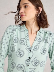 White Stuff Green Annie Jersey Shirt - Image 3 of 6