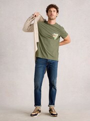 White Stuff Green Abersoch Graphic Print Map Fish T-Shirt - Image 1 of 6