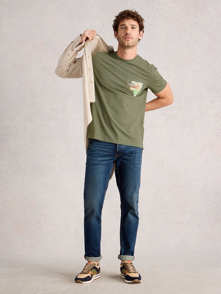 White Stuff Green Abersoch Graphic Print Map Fish T-Shirt - Image 1 of 6