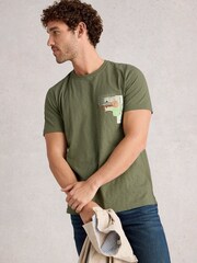 White Stuff Green Abersoch Graphic Print Map Fish T-Shirt - Image 3 of 6
