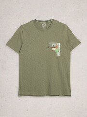 White Stuff Green Abersoch Graphic Print Map Fish T-Shirt - Image 5 of 6