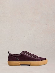 White Stuff Purple Pippa Cord Lace Up Trainers - Image 1 of 4