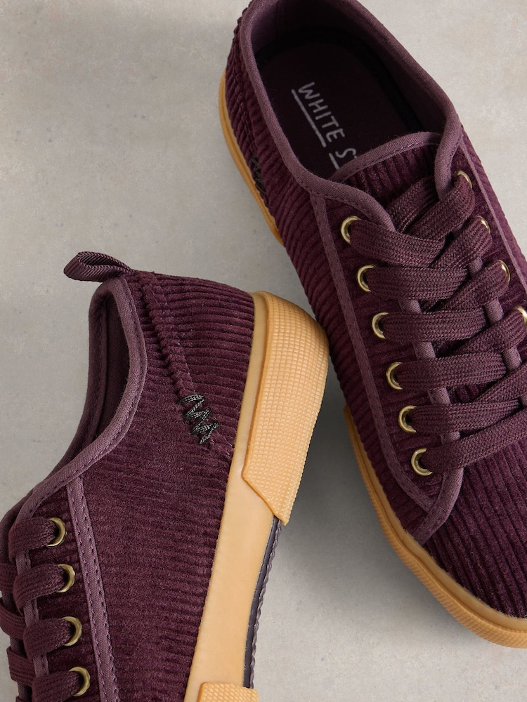 White Stuff Purple Pippa Cord Lace Up Trainers - Image 4 of 4