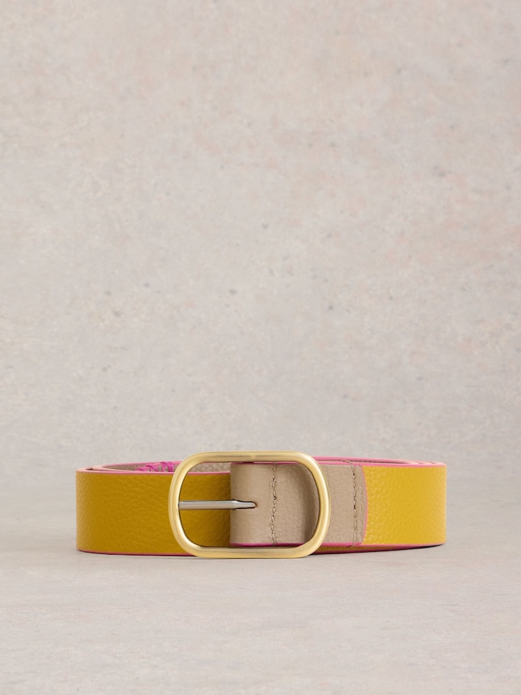 White Stuff Yellow Reversible Leather Belt - Image 2 of 3 White Stuff Yellow Reversible Leather Belt - Image 2 of 3