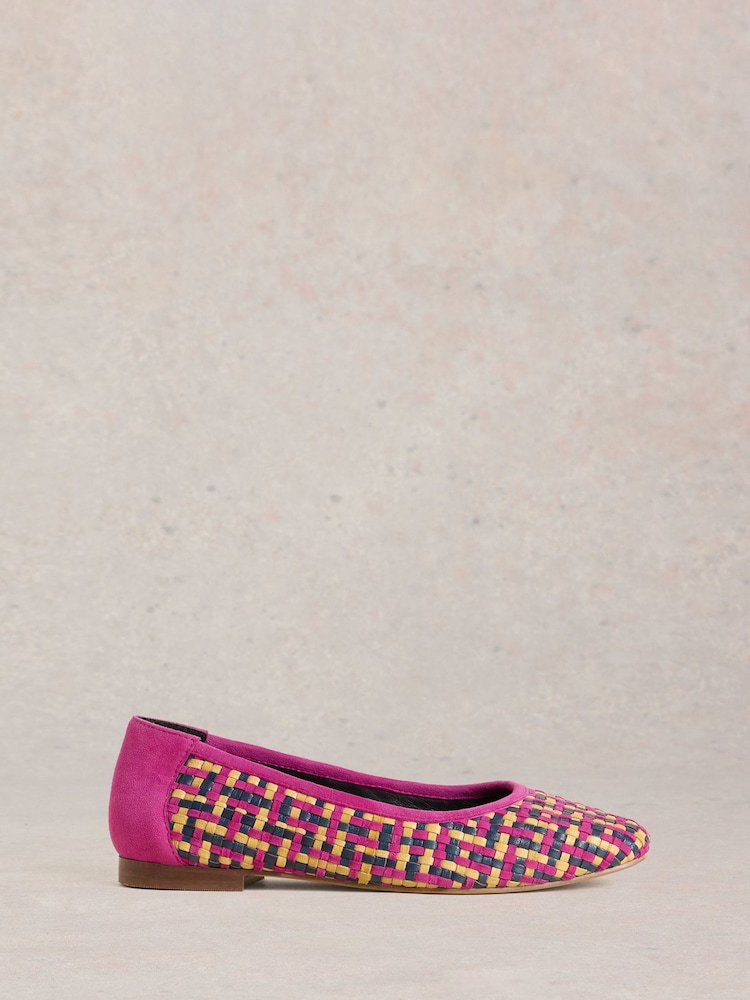 White Stuff Pink Ellie Woven Ballerinas - Image 1 of 4 White Stuff Pink Ellie Woven Ballerinas - Image 1 of 4