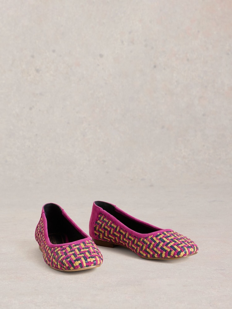 White Stuff Pink Ellie Woven Ballerinas - Image 2 of 4 White Stuff Pink Ellie Woven Ballerinas - Image 2 of 4