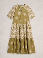 White Stuff Green Eva Mixed Print Dress - Image 6 of 6