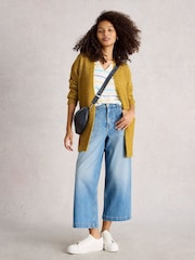 White Stuff Yellow Erin Long Line Cardigan - Image 3 of 6