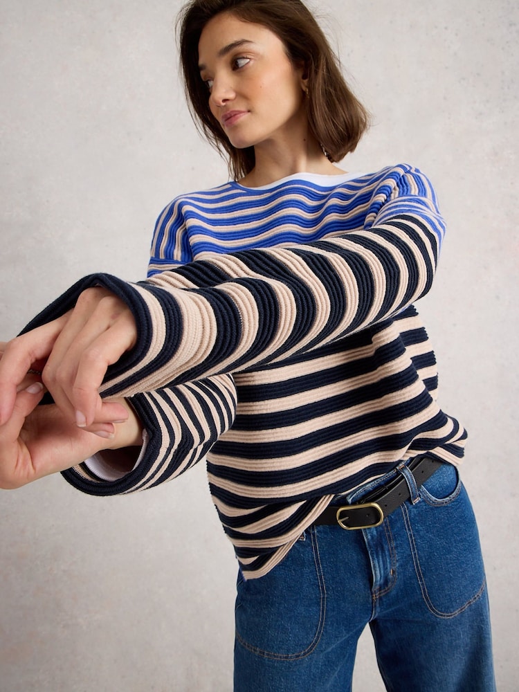 White Stuff Blue Jana Stripe Jumper - Image 1 of 6