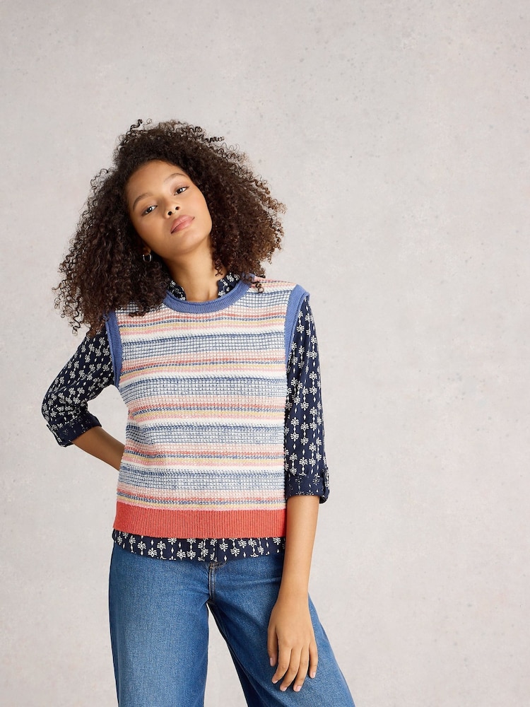 White Stuff Blue Tara Texture Tank - Image 1 of 6 White Stuff Blue Tara Texture Tank - Image 1 of 6