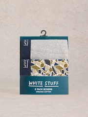 White Stuff Grey Hove Print & Plain Boxers 2 Pack - Image 3 of 3
