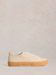 White Stuff Natural Pippa Cord Lace Up Trainers - Image 1 of 4
