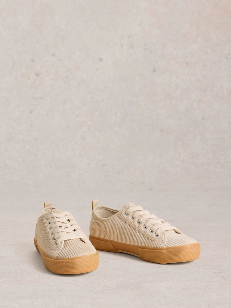 White Stuff Natural Pippa Cord Lace Up Trainers - Image 2 of 4